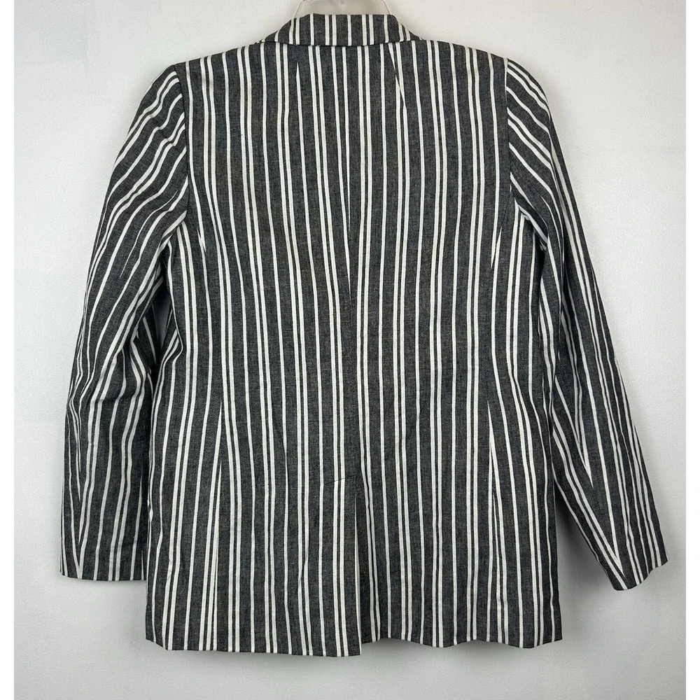 Banana Republic Linen Blazer Womens 6 Jacket Striped Nautical Preppy Beachy